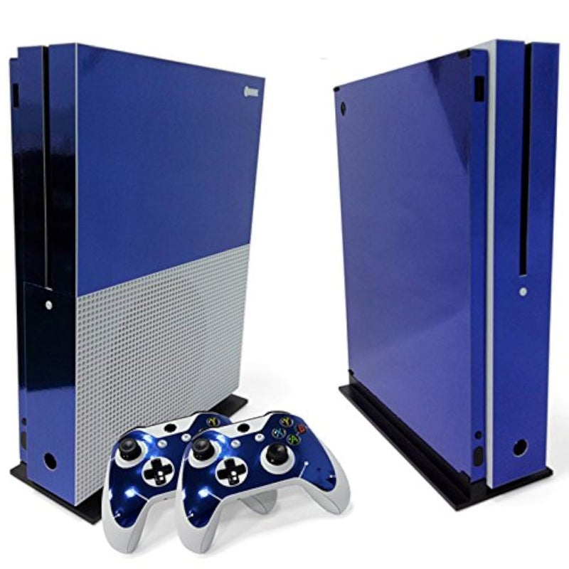 Glossy Protecive Vinyl Decal Skin / stickers Wrap Cover For Xbox One S slim Console + 2 controller (Dark blue glossy)